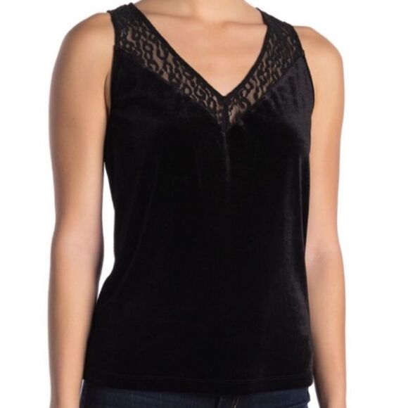 Laundry By Shelli Segal Leopard Print Black Velvet Top - Picture 1 of 2